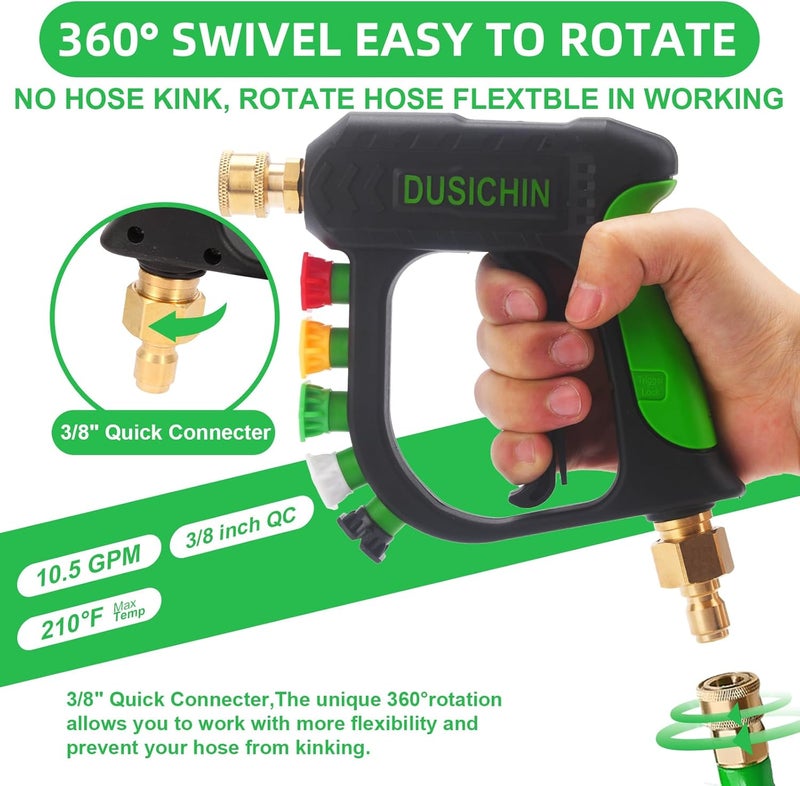 DUSICHIN Pressure Washer Gun with Foam Cannon,4000 PSI Car Wash Kit Snow Foam Lance Sprayer with 1/4" Quick Connector and 5 Nozzle Tips,1L Bottle DUS2702 - Image 5